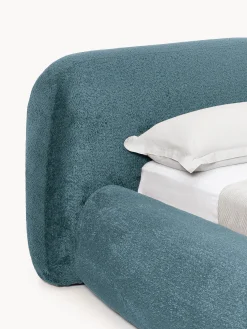 Letto imbottito in teddy bouclé con contenitore Wolke