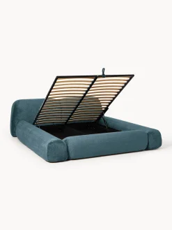Letto imbottito in teddy bouclé con contenitore Wolke