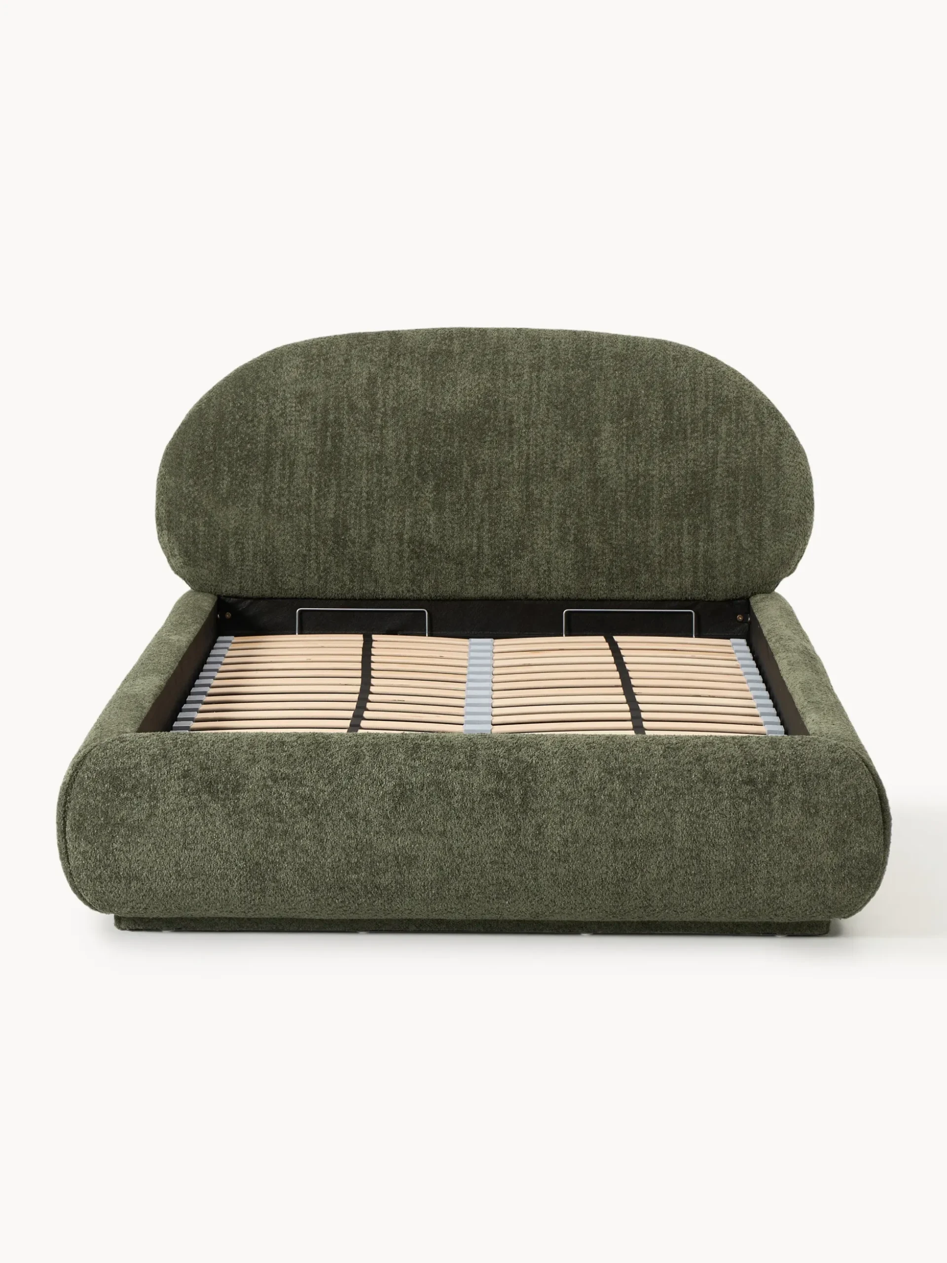 Letto imbottito in teddy bouclé con contenitore Alba