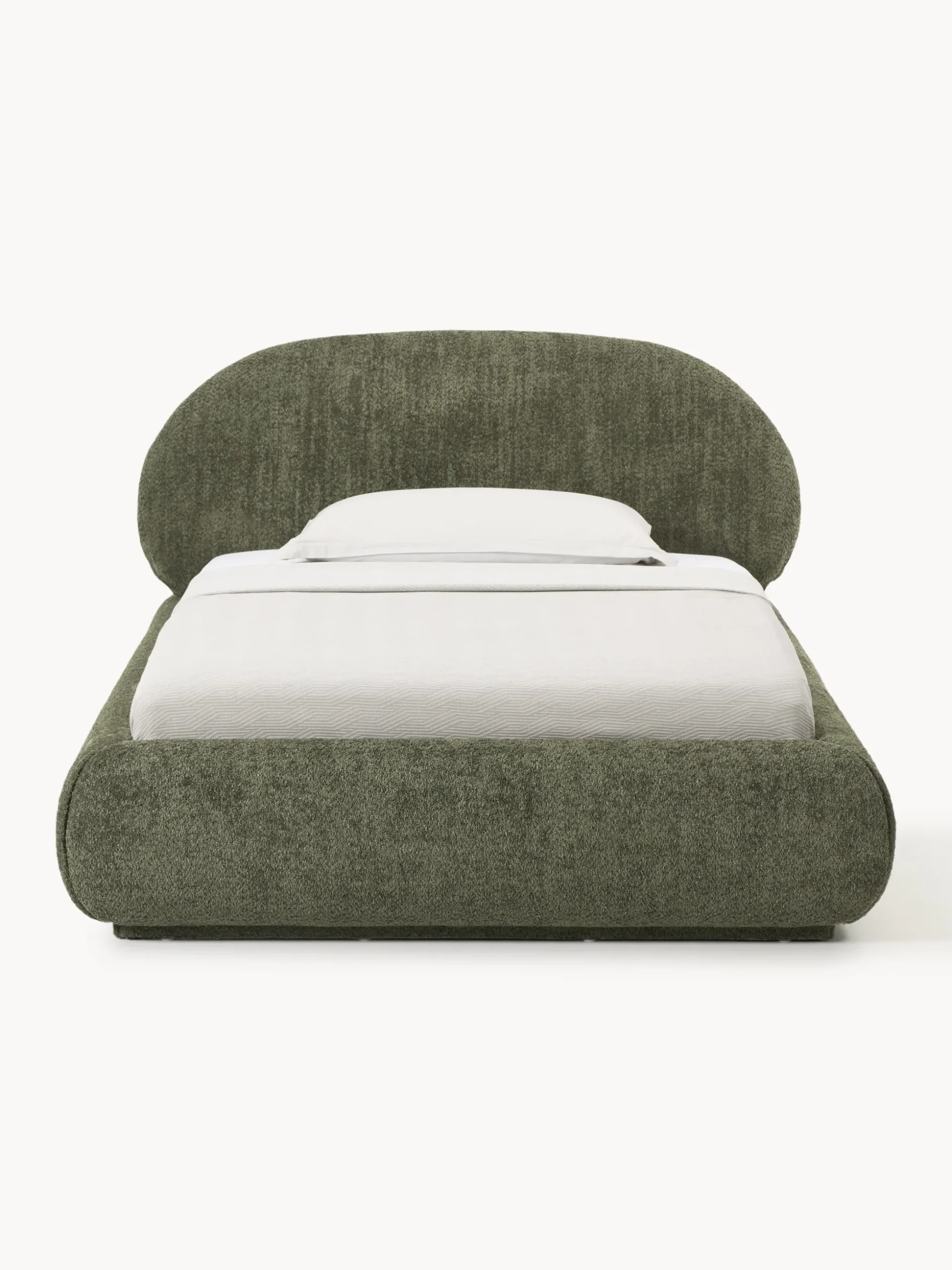 Letto imbottito in teddy bouclé con contenitore Alba