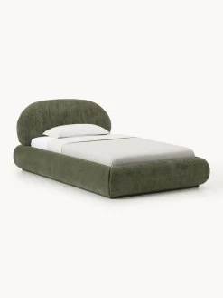 Letto imbottito in teddy bouclé con contenitore Alba