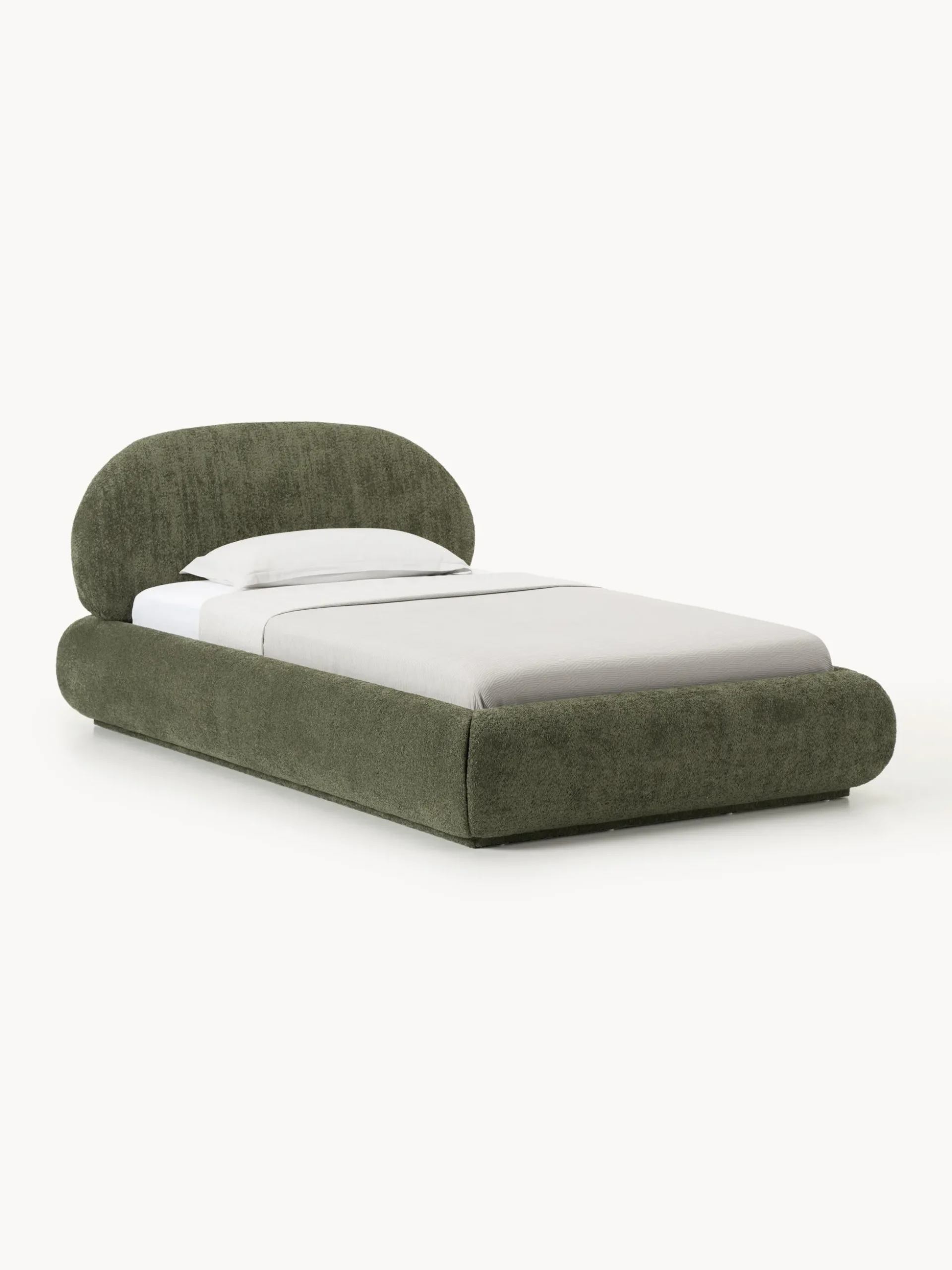 Letto imbottito in teddy bouclé con contenitore Alba