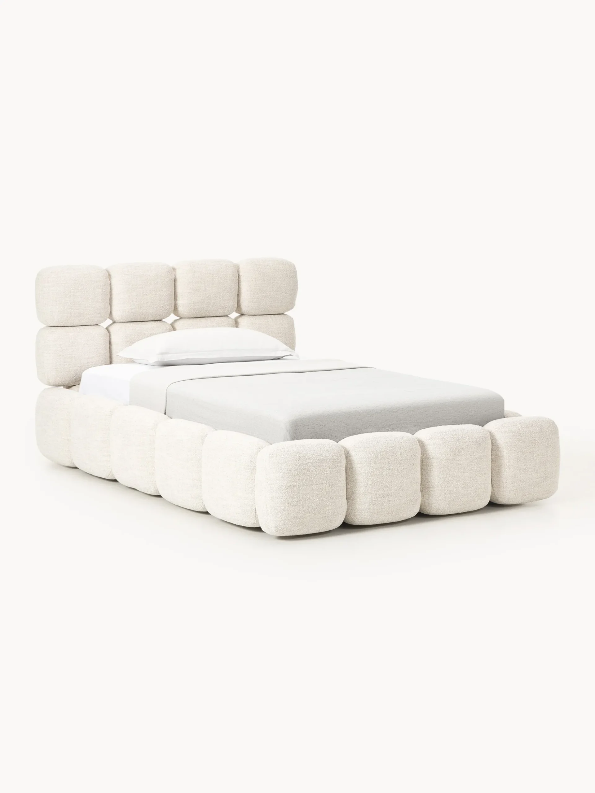 Letto imbottito in teddy bouclé con contenitore Tayla
