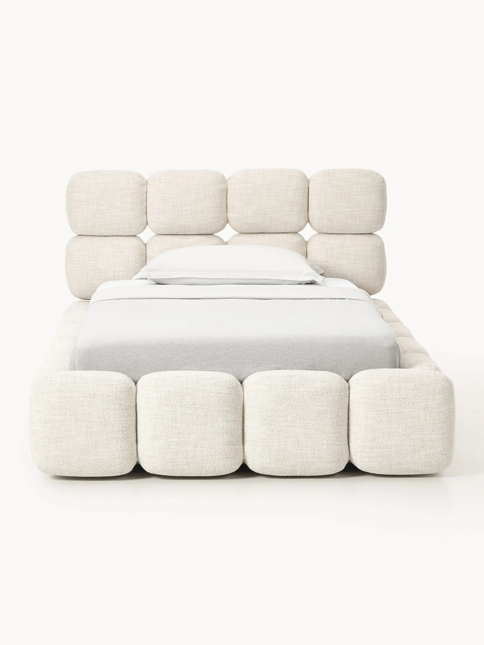 Letto imbottito in teddy bouclé con contenitore Tayla