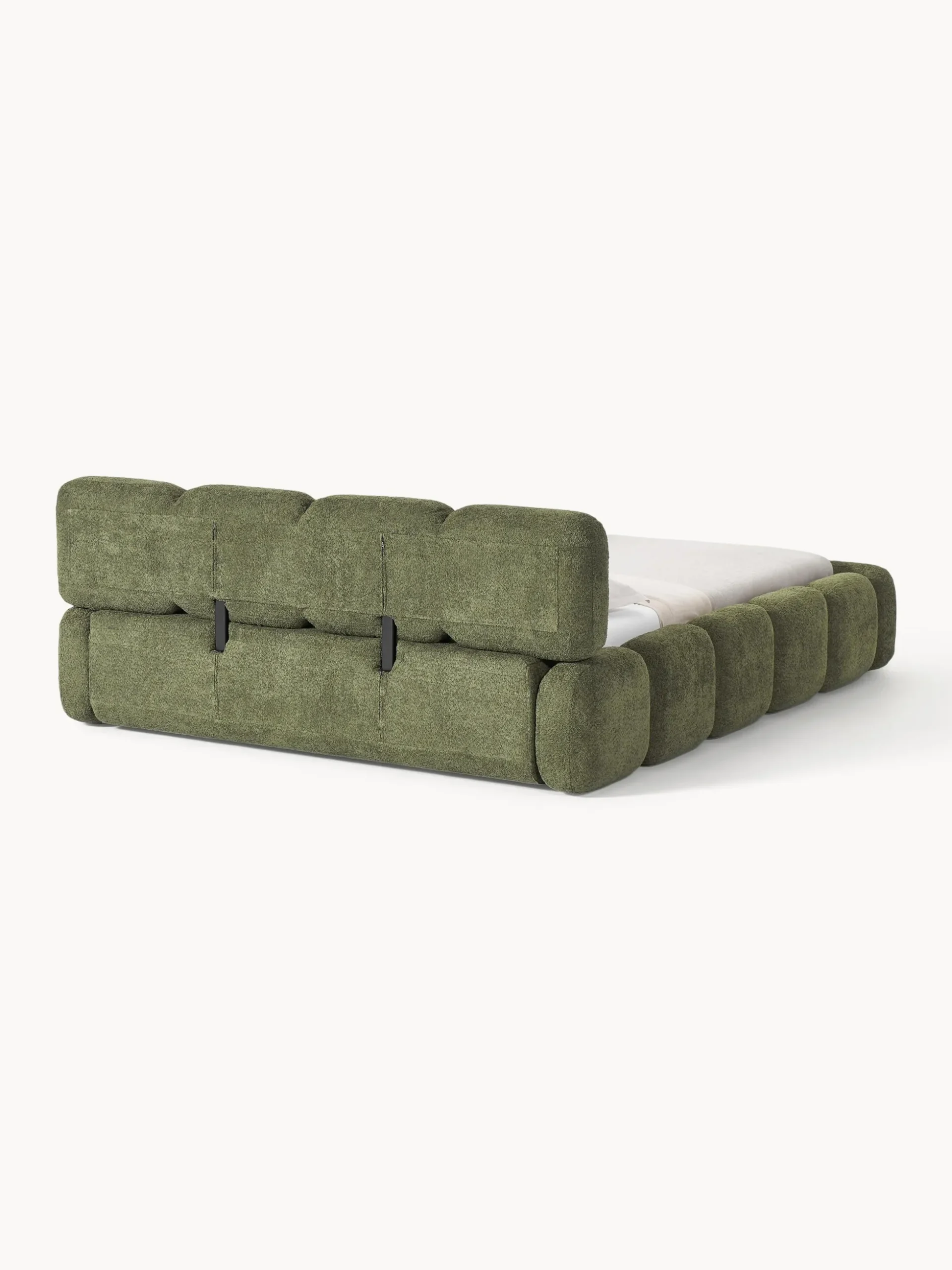 Letto imbottito in teddy-bouclé con spazio contenitore aggiuntivo Tayla