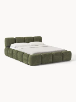 Letto imbottito in teddy-bouclé con spazio contenitore aggiuntivo Tayla