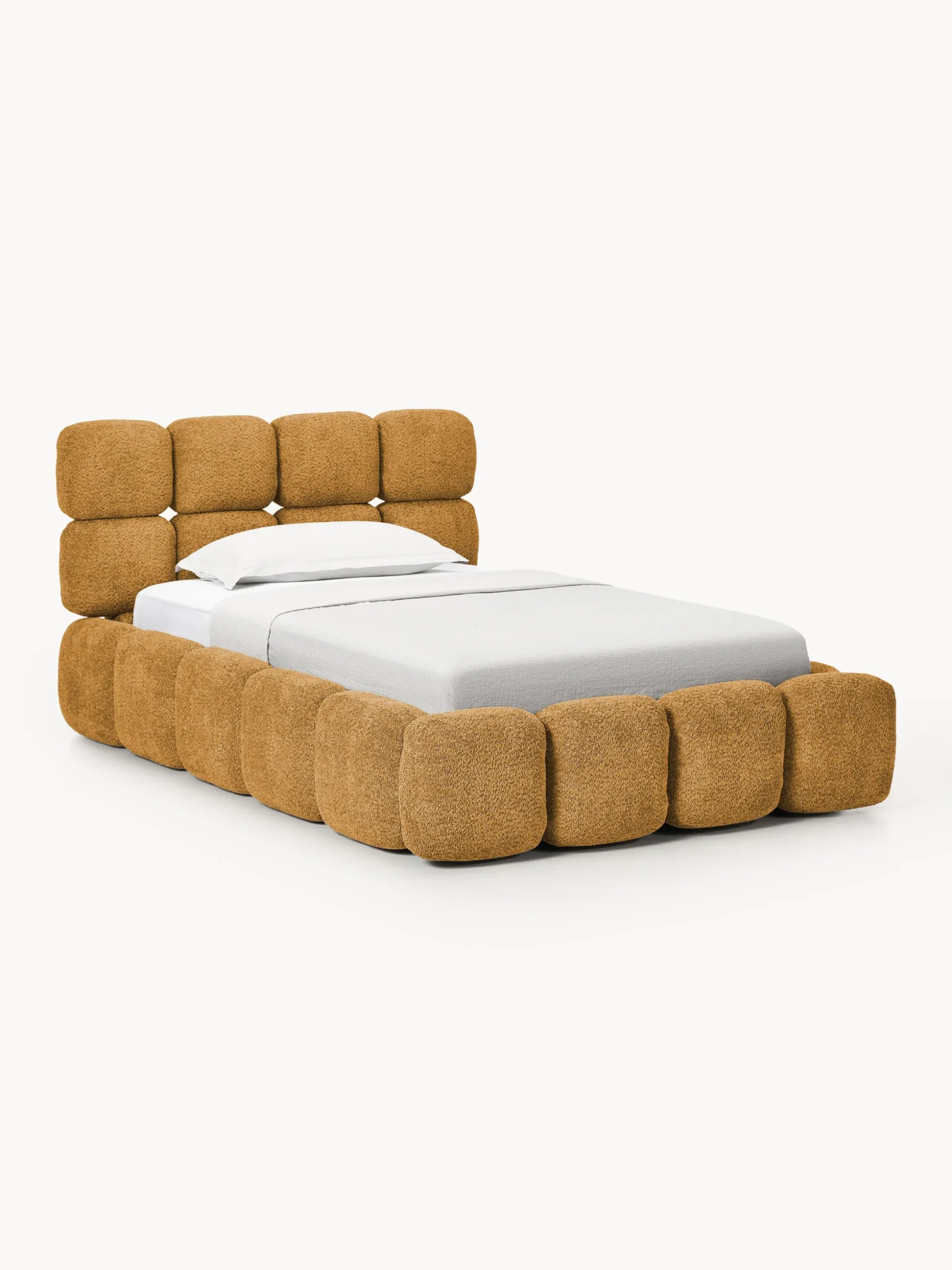 Letto imbottito in teddy bouclé con contenitore Tayla
