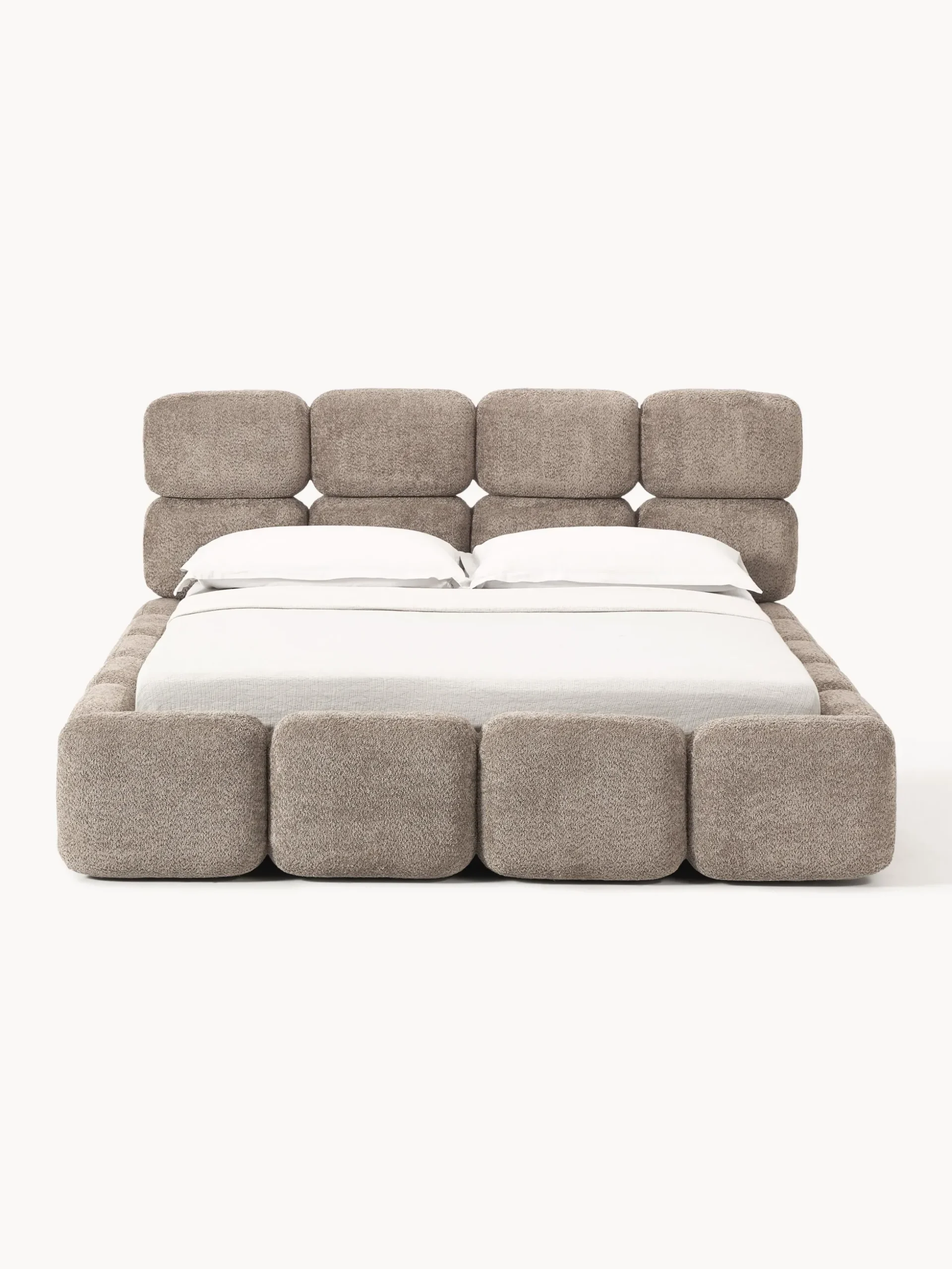 Letto imbottito in teddy-bouclé Tayla