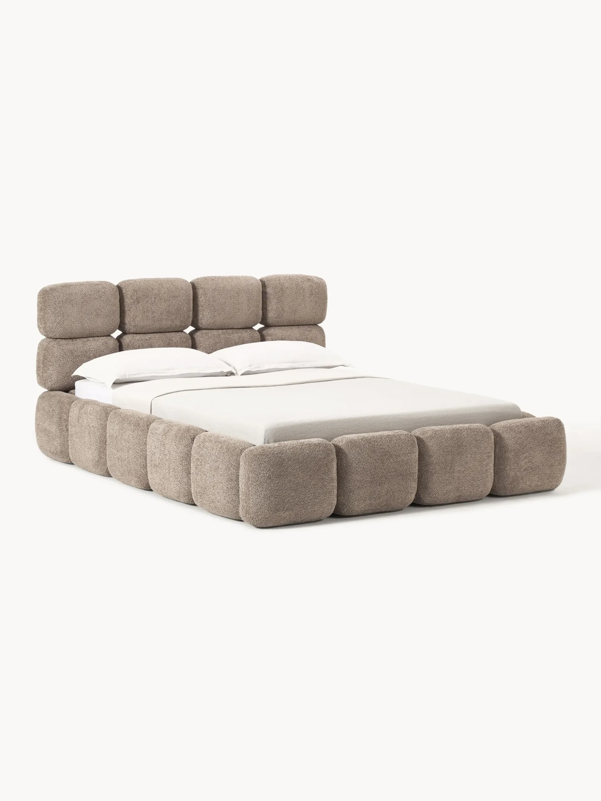 Letto imbottito in teddy-bouclé Tayla