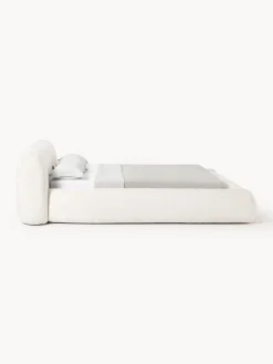 Letto imbottito in teddy bouclé con contenitore Wolke