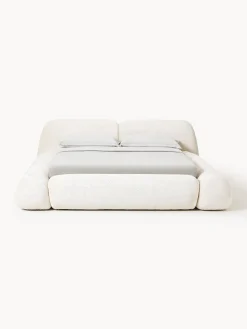 Letto imbottito in teddy bouclé con contenitore Wolke