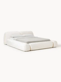 Letto imbottito in teddy bouclé con contenitore Wolke