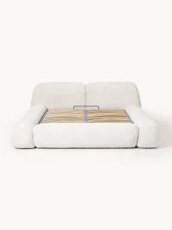 Letto imbottito in teddy bouclé con contenitore Wolke
