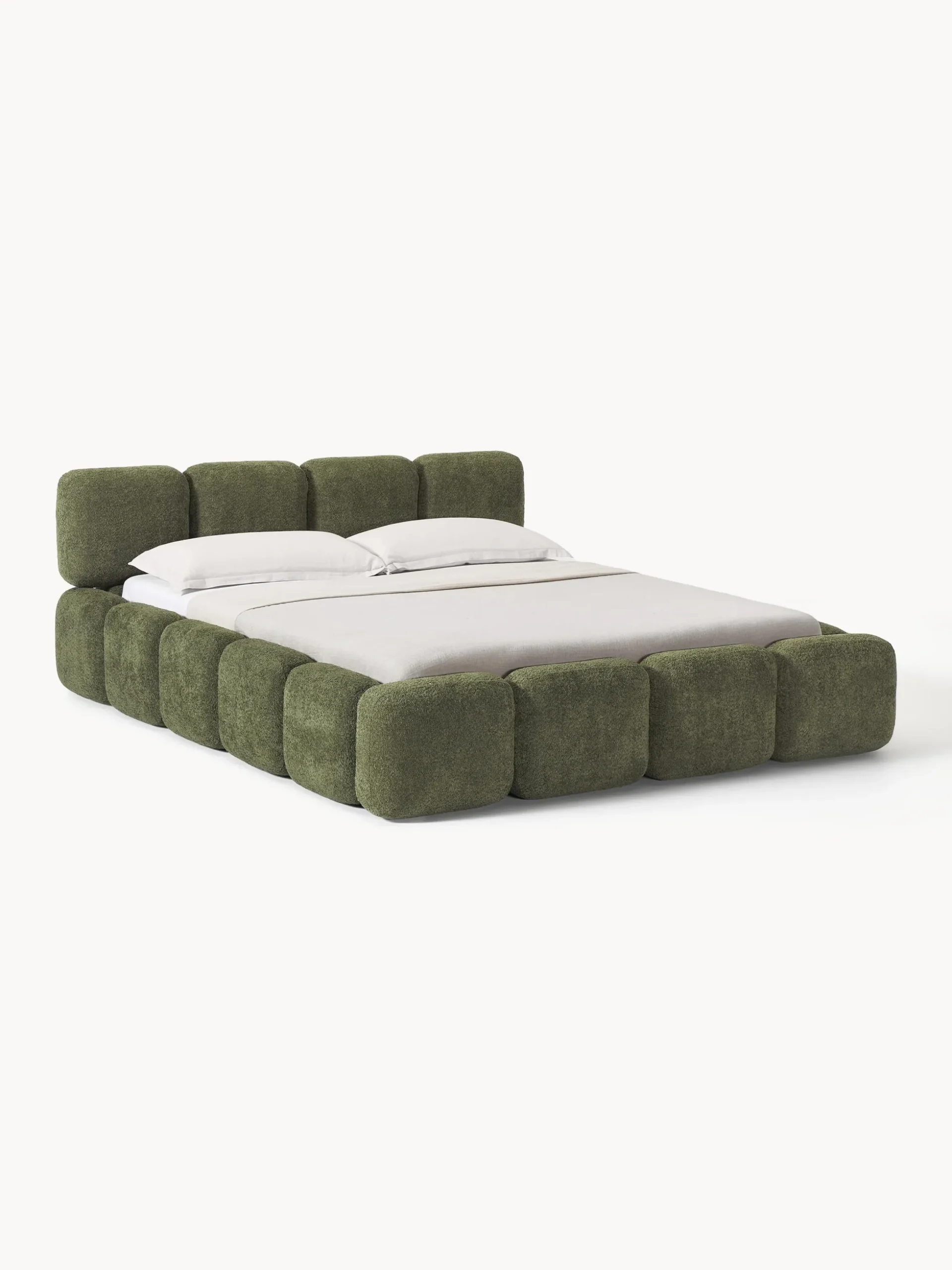 Letto imbottito in teddy-bouclé Tayla