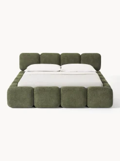 Letto imbottito in teddy-bouclé Tayla
