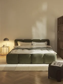 Letto imbottito in teddy-bouclé Tayla