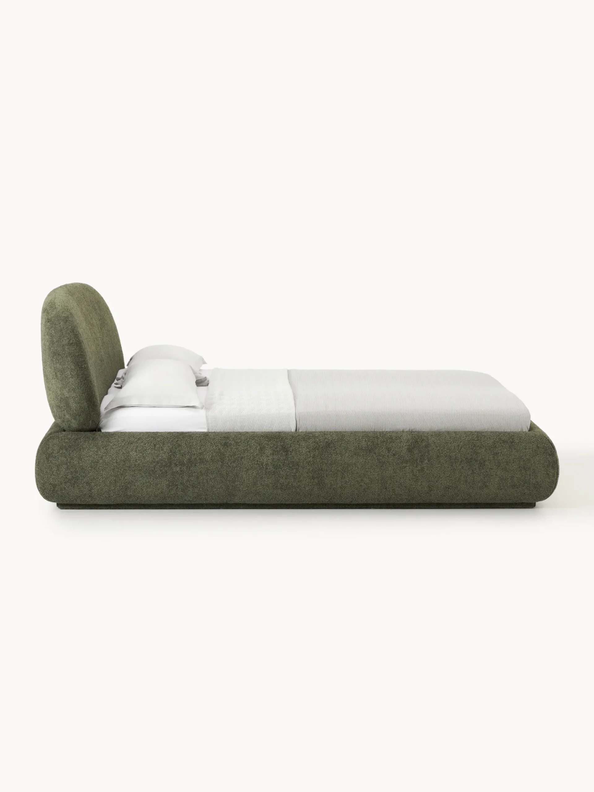 Letto imbottito in teddy bouclé con contenitore Alba