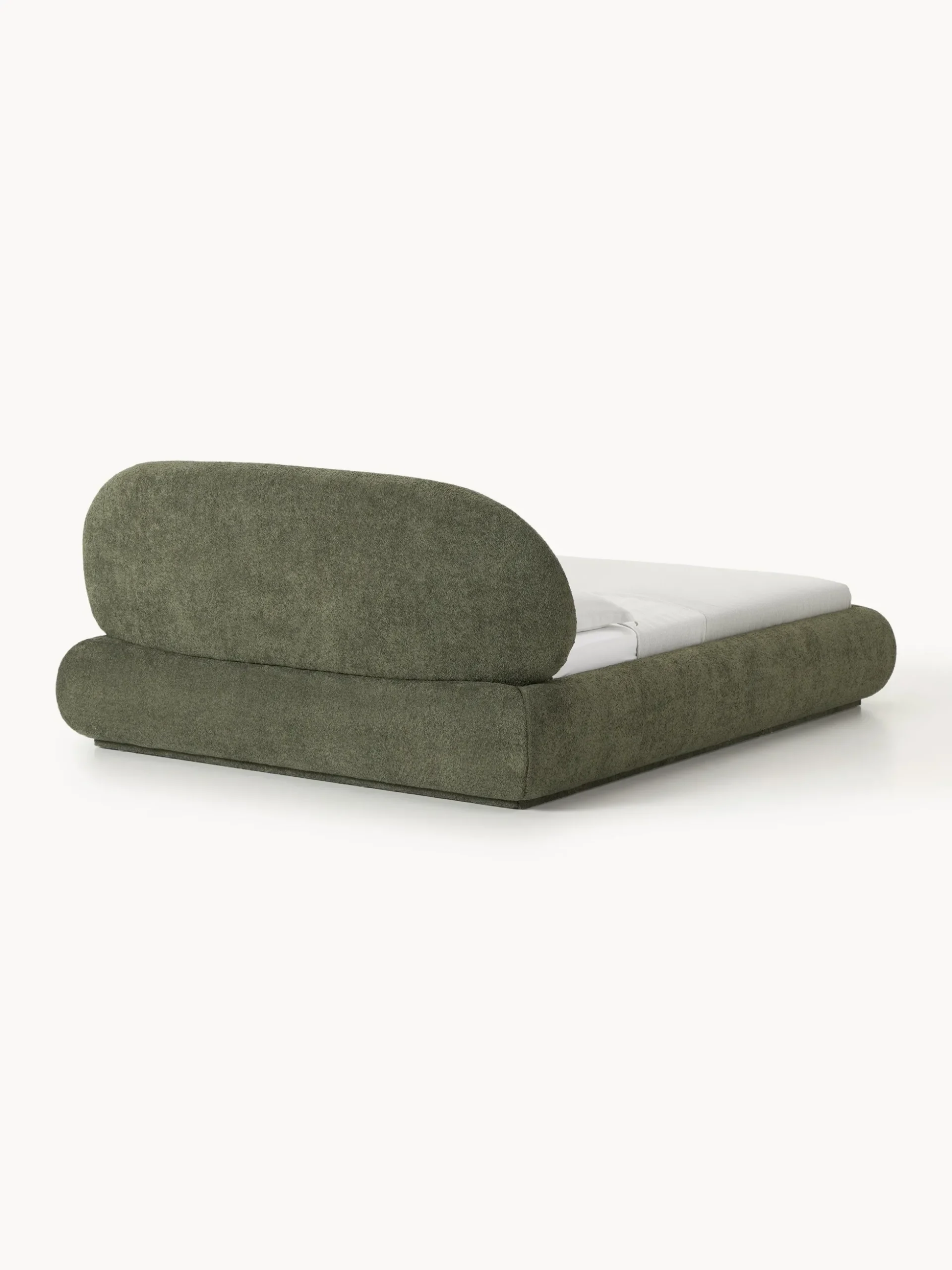 Letto imbottito in teddy bouclé con contenitore Alba