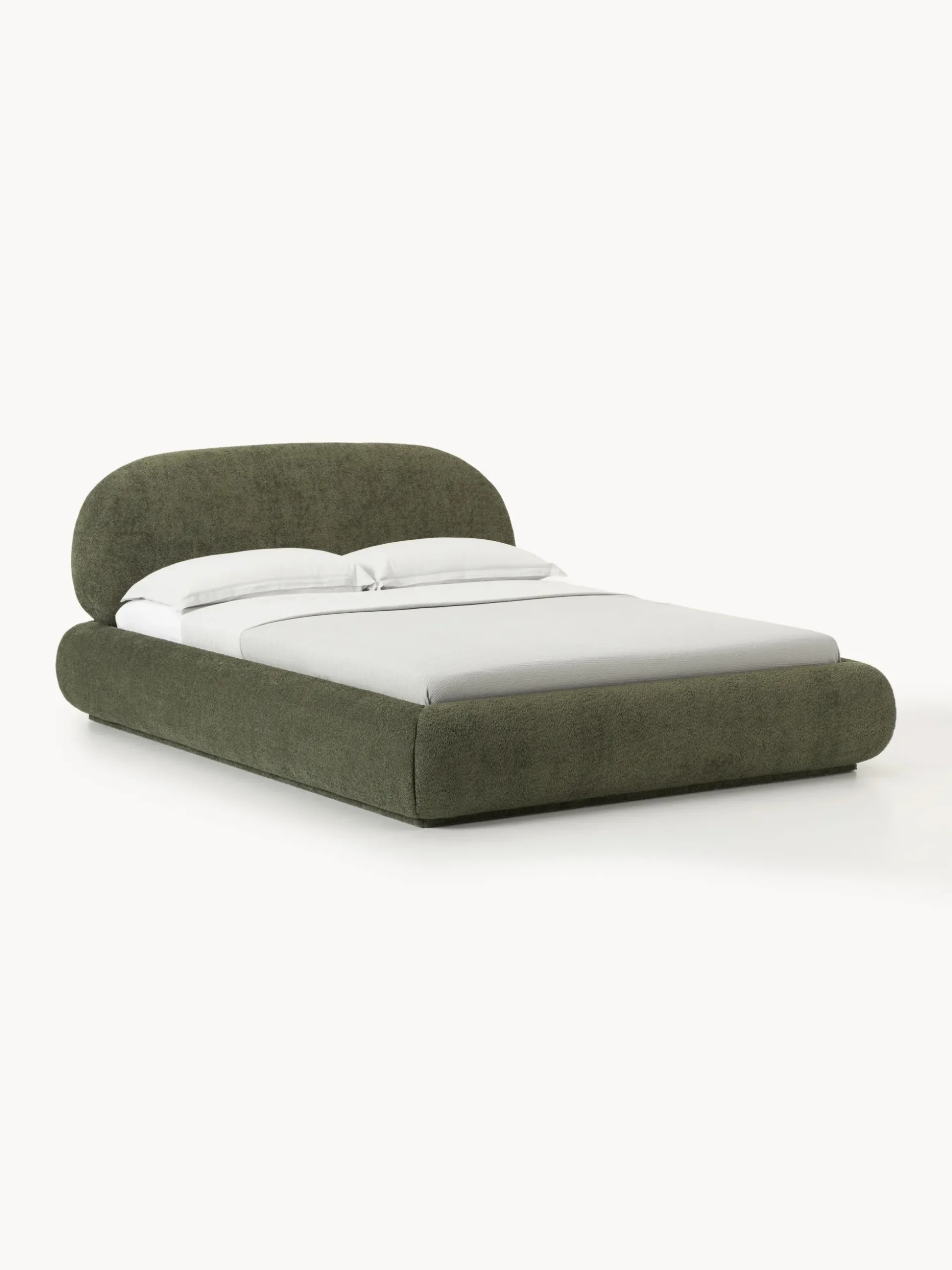 Letto imbottito in teddy bouclé con contenitore Alba