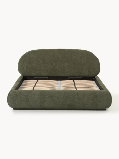 Letto imbottito in teddy bouclé con contenitore Alba