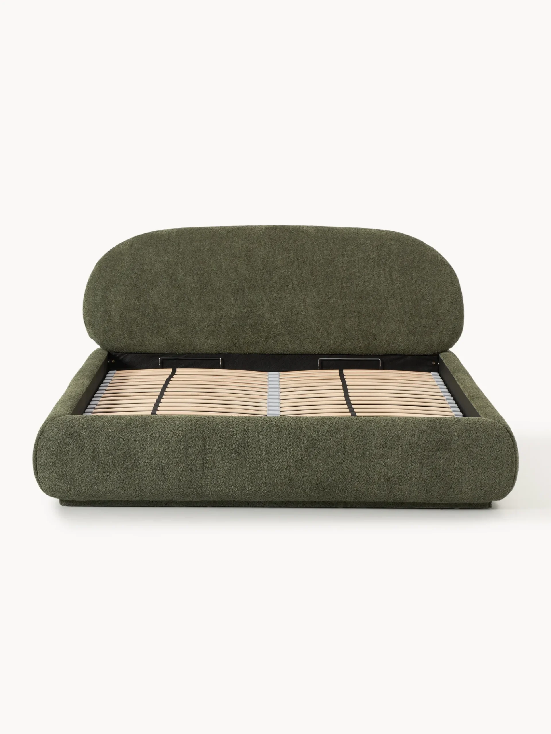 Letto imbottito in teddy bouclé con contenitore Alba