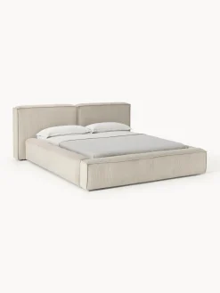 Letto imbottito in velluto a coste Lennon