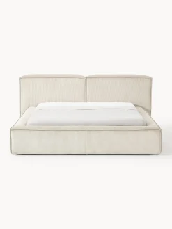 Letto imbottito in velluto a coste con contenitore Lennon
