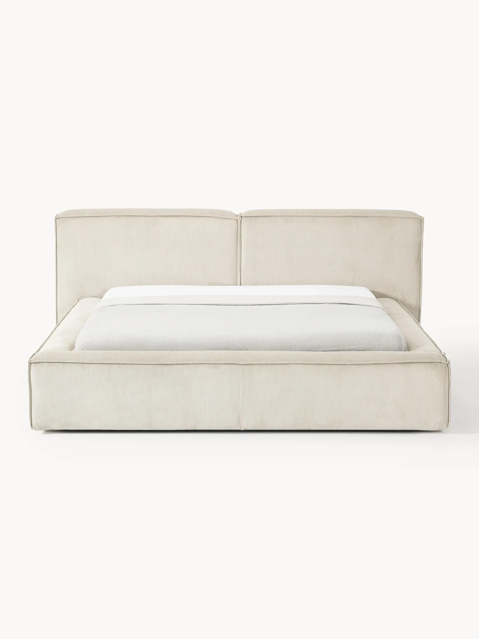 Letto imbottito in velluto a coste con contenitore Lennon