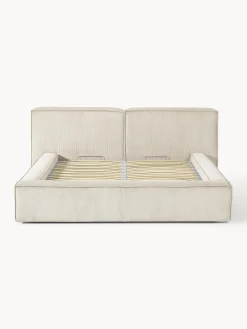 Letto imbottito in velluto a coste con contenitore Lennon