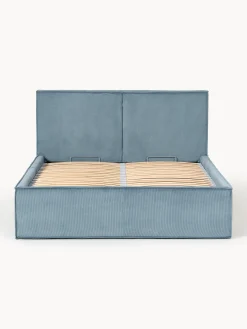 Letto imbottito in velluto a coste con spazio contenitore aggiuntivo Dream