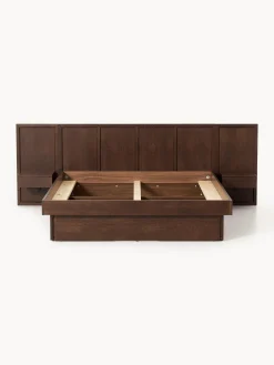 Letto in legno con comodini e testiera Nanto