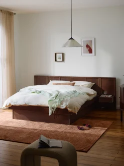 Letto in legno con comodini e testiera Nanto