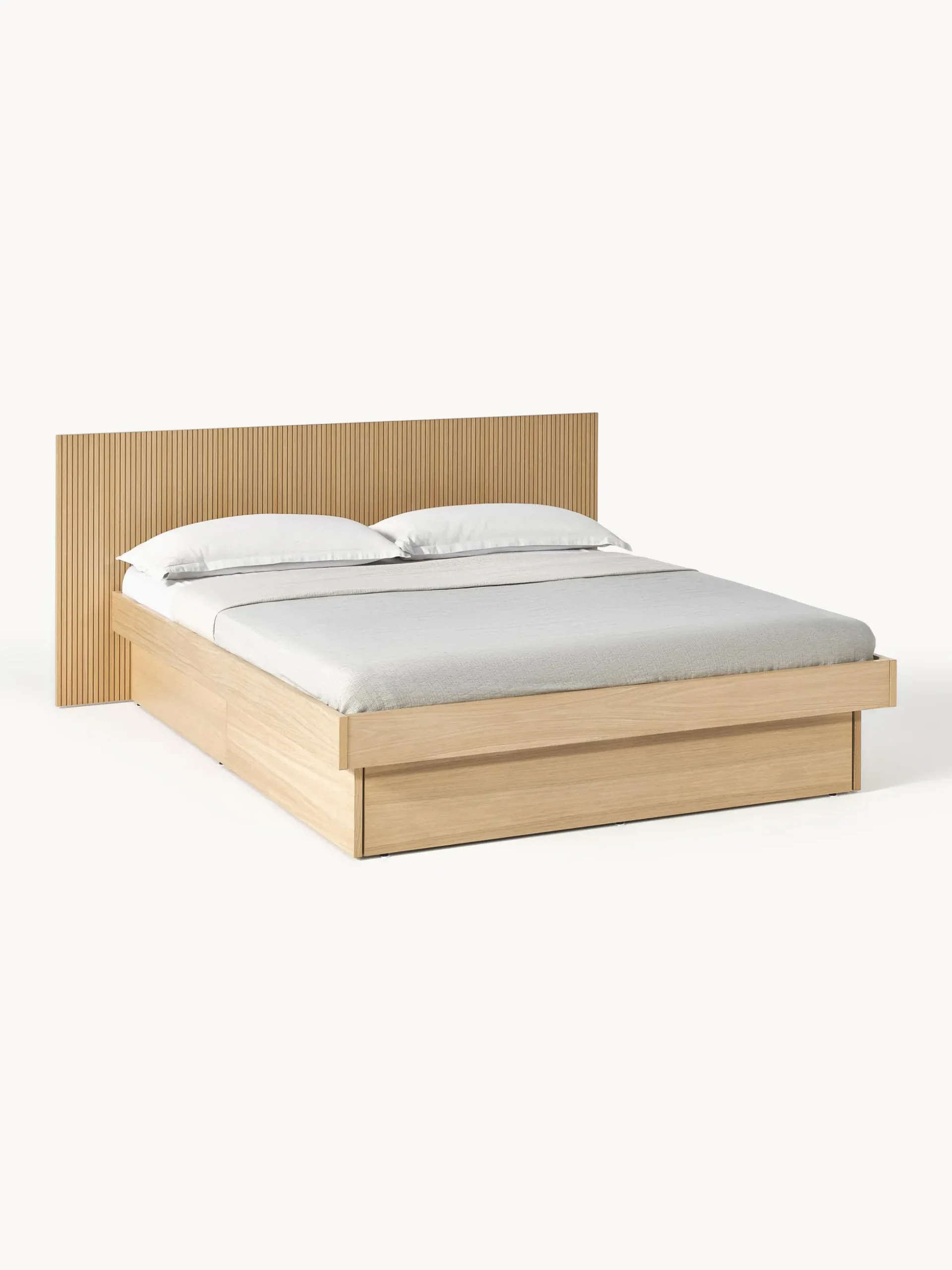 Letto in legno con testiera e vano contenitore Sato