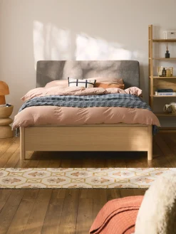 Letto in legno con testiera imbottita e cassetti Santiago