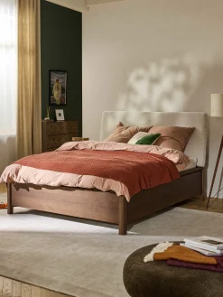 Letto in legno con testiera imbottita e cassetti Santiago