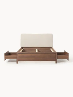 Letto in legno con testiera imbottita e cassetti Santiago