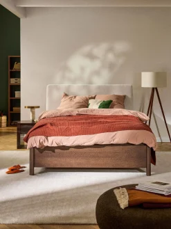 Letto in legno con testiera imbottita e cassetti Santiago