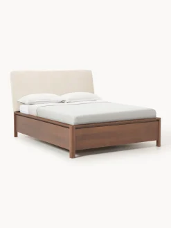 Letto in legno con testiera imbottita e cassetti Santiago