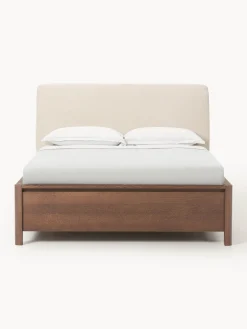 Letto in legno con testiera imbottita e cassetti Santiago