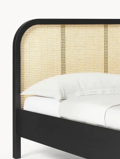 Letto in legno con testiera in vimini Jones
