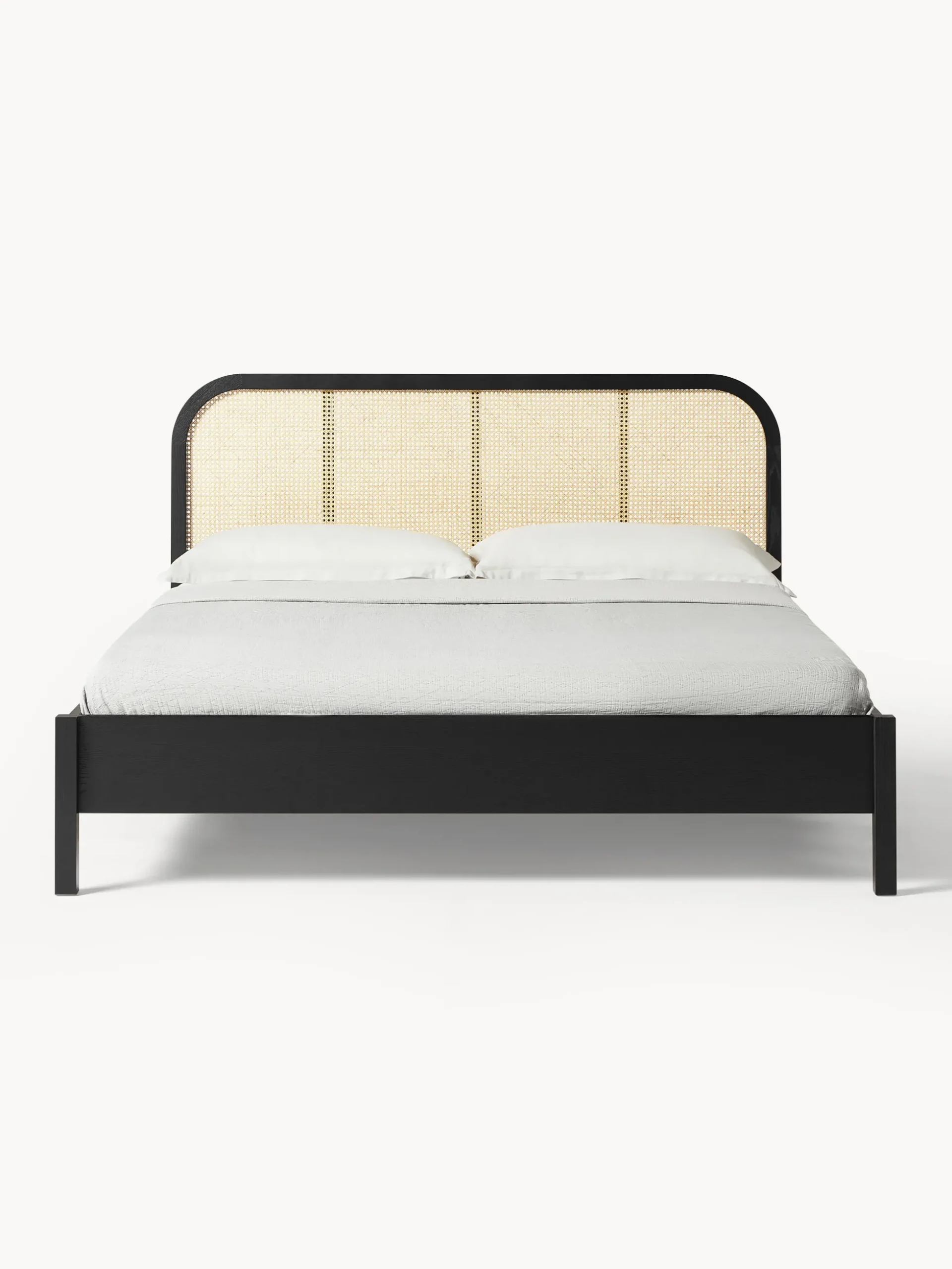 Letto in legno con testiera in vimini Jones