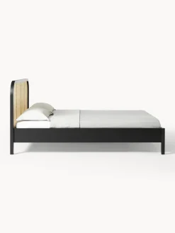 Letto in legno con testiera in vimini Jones