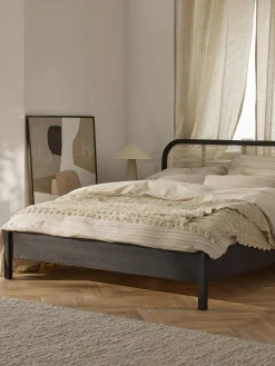 Letto in legno con testiera in vimini Jones