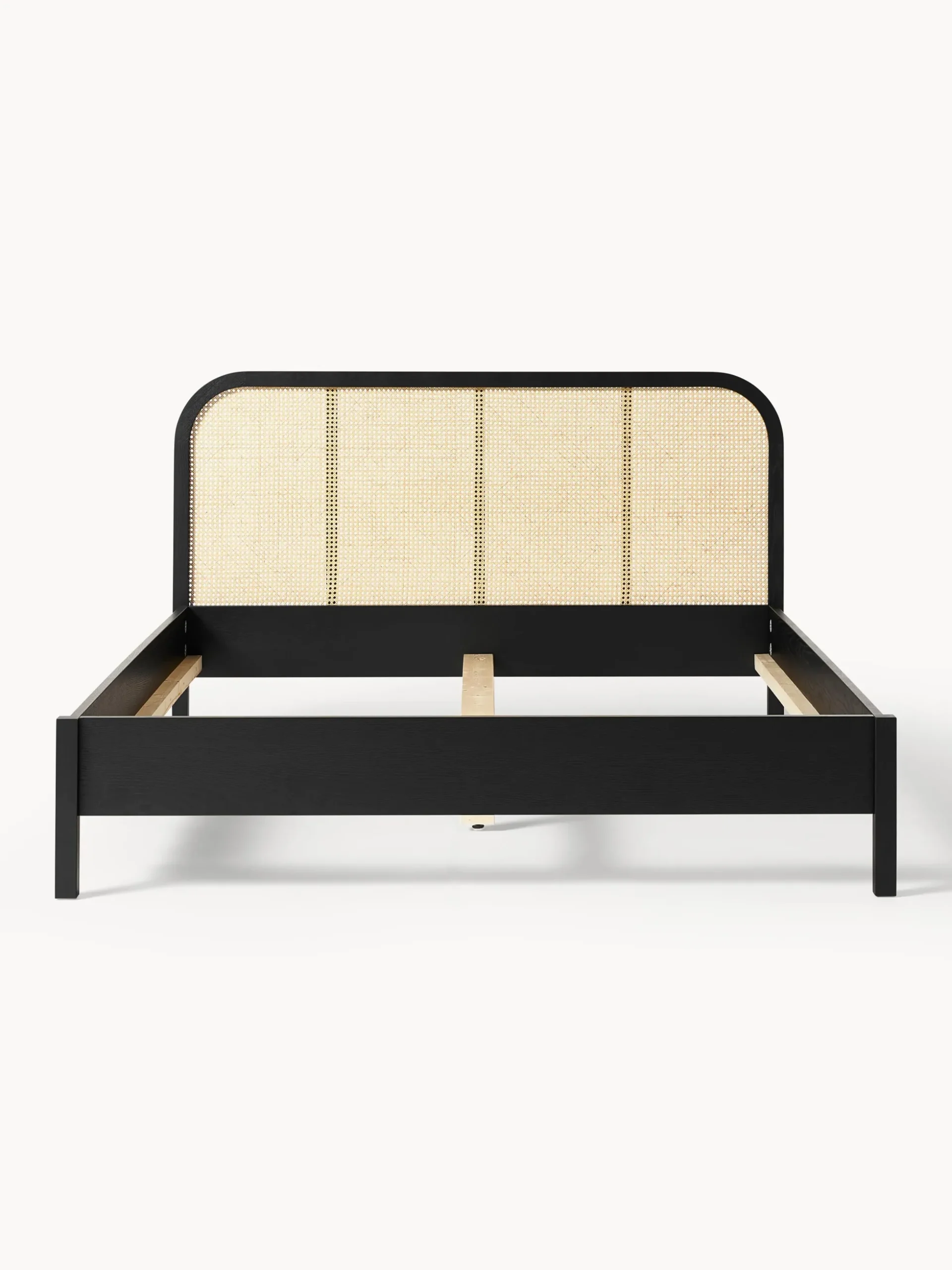 Letto in legno con testiera in vimini Jones