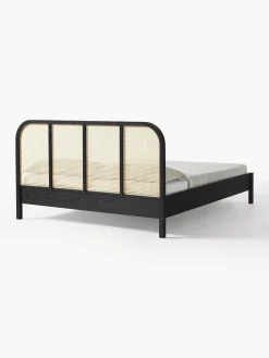 Letto in legno con testiera in vimini Jones