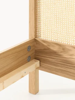 Letto in legno con testiera in vimini Jones