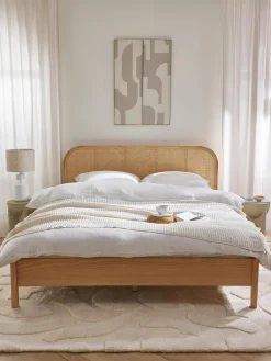 Letto in legno con testiera in vimini Jones