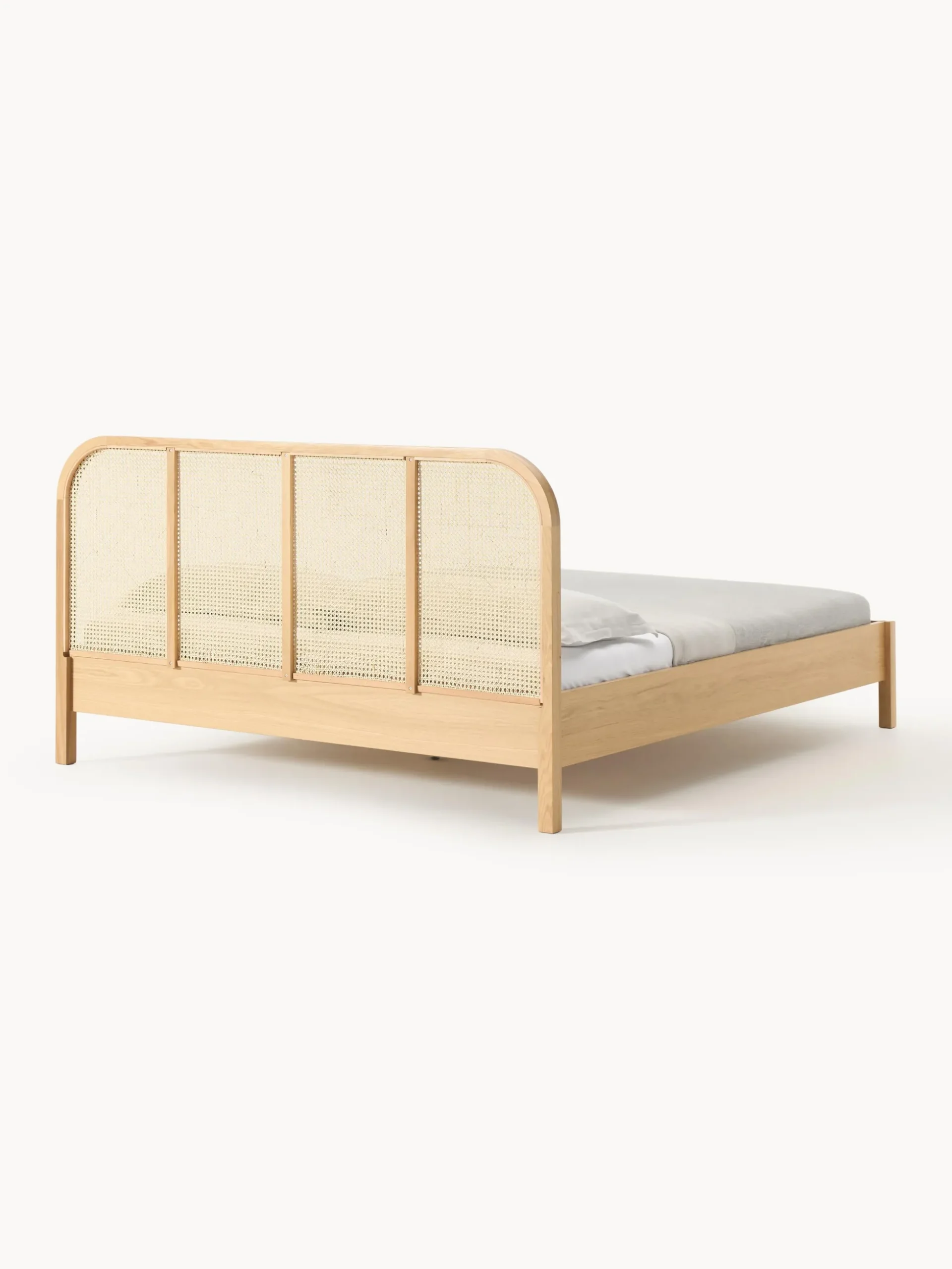 Letto in legno con testiera in vimini Jones