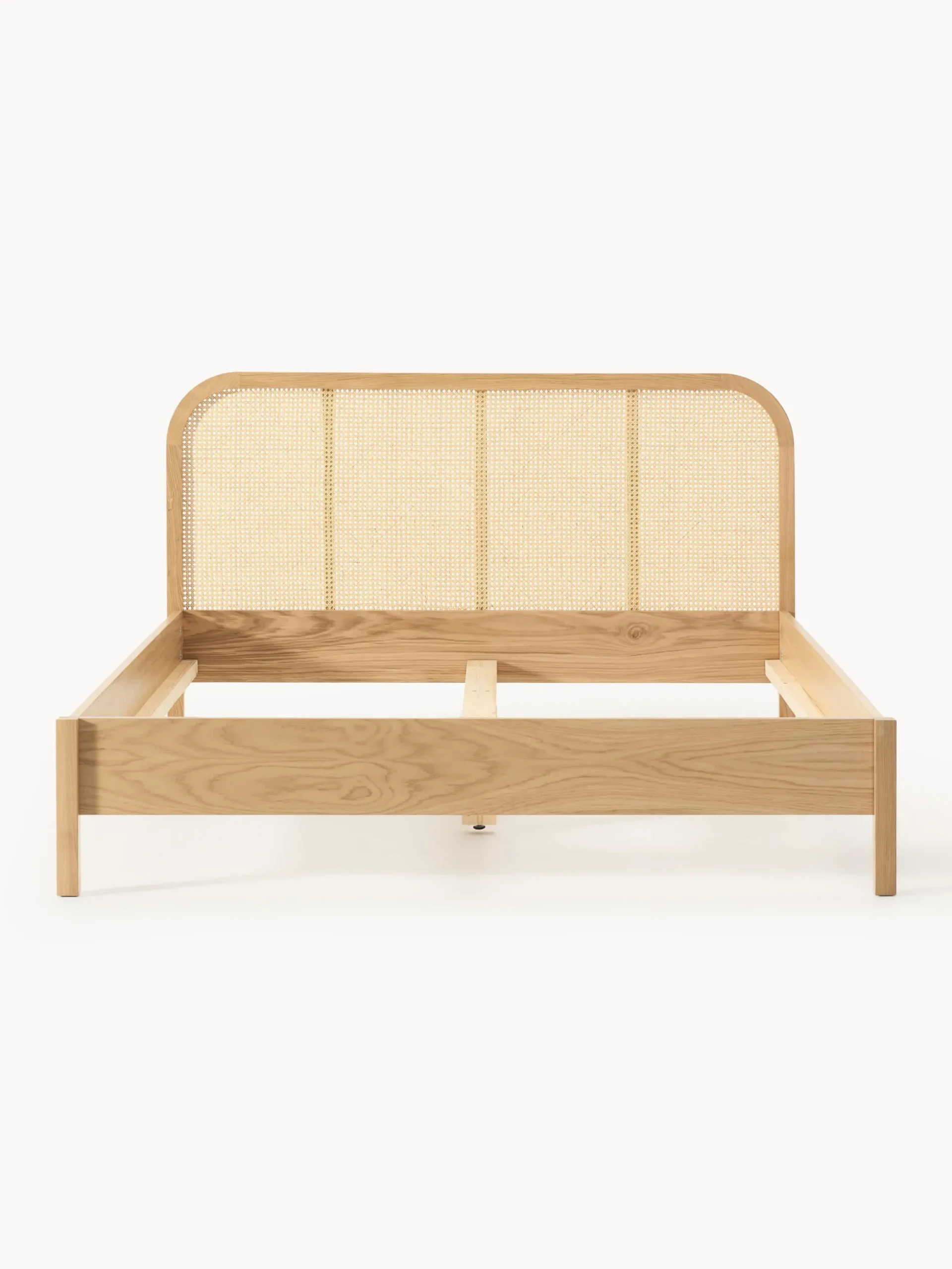 Letto in legno con testiera in vimini Jones