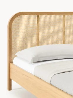 Letto in legno con testiera in vimini Jones